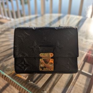 Louis Vuitton Black Monogram Empreinte Small Wallet with Gold Hardware